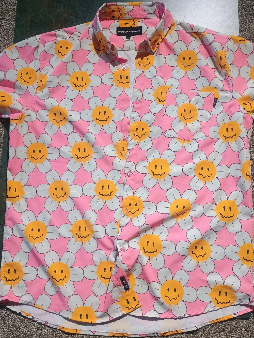 Happy Daisy Button-Up Shirt in Pink & Yellow